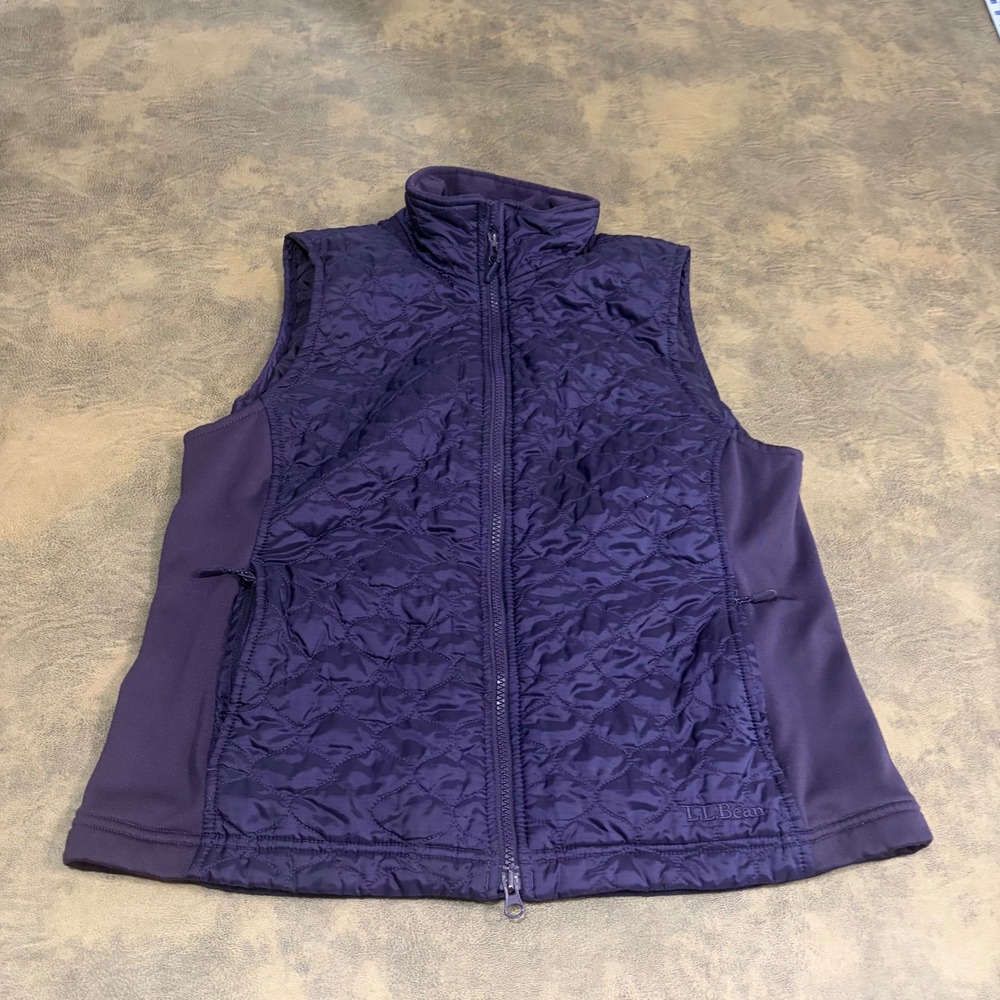 L.L.Bean Quilted Vest Womens Large Purple Thinsulate Full Zip Mock Neck OHMS9